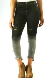  Distressed-ombre Capri Jeggings