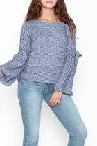  Plaid Lace Sleeve Top