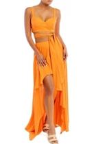  Linen Full-skirt Wrap-set