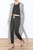  Stripe Hooded Duster
