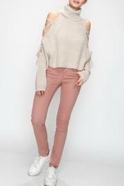  Turtleneck Lace-up Sweater