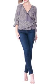  Printed Faux Wrap Blouse