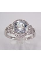  14k White Gold Diamond And Aquamarine Halo Engagement Ring Size 7 March Aqua Gemstone Birthstone Free Sizing