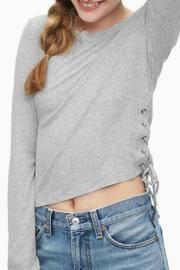  Gray Lace-up Top