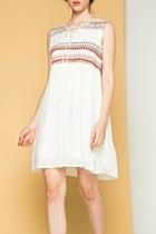  Lace-up Embroidered Dres