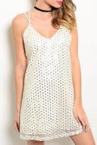  Cream Sequin Dress