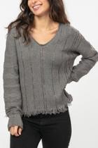  Charcoal Fringe Sweater