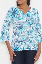  Baltic Watercolor Aqua Banded 3/4 Tunic