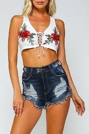  Floral Embroidered Crop-top