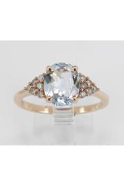  14k Rose Pink Gold Diamond And Aqua Aquamarine Engagement Promise Ring Size 7