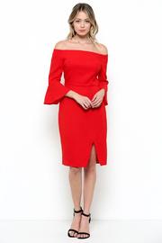  Red Off The Shoulder Bell Sleeve Dress