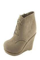  Taupe Wedge Booties