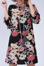  Floral Ruffle-sleeve Dress
