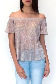  Metallic Plisse Blouse