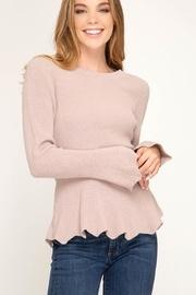  Long Sleeve Peplum Sweater