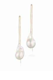  Extra Long Adjustable 14 - Karat Gold Filled Baroque Freshwater Pearl Threader Earrings