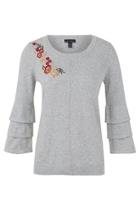  Embroidered Sweater 3/4-sleeve
