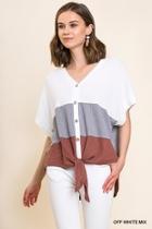  Color-block Buttoned Top