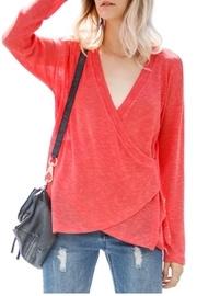  Coral Faux Wrap Light Top