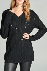  Black Distressed Sweater
