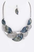  Crystal Leaf Necklace-set