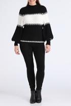  Mock Neck Blouson Sleeve Sweater