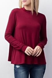  Burgandy Mock-neck Top