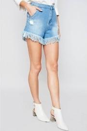  Fringe-hem Denim Short