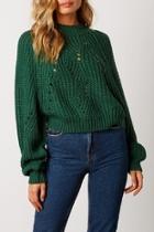  Pine-green Batwin-sleeve Sweater