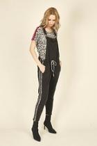  Leopard Striping Overall Jumpsuit