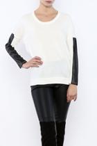  Leatherette Sleeve Sweater