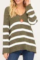  Stripe V-neck Sweater