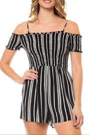  Cold-shoulder Striped Romper