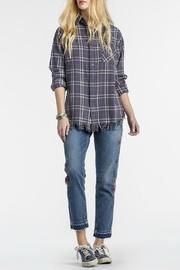  Fringe Hem Flannel Shirt