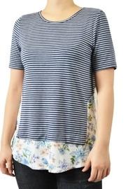  Striped Floral-panel Tee
