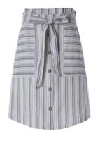  Stripe Button-down Skirt