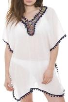  Navy Pompom Caftan