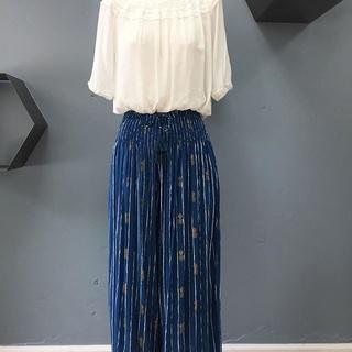  Pineapple Print Wide Pant