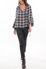  Plaid Tie Blouse