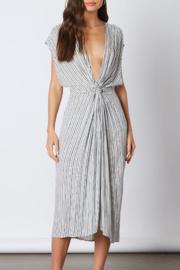  Stripe Plunge Neck Dress