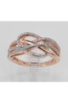  Rose Gold Diamond Cocktail Ring Anniversary Crossover Band Love Knot Size 6.25 Free Sizing