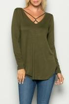  Criss-cross Olive Top