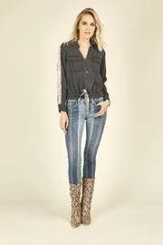  Tencel Leopard Trim Shirt