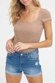  Ribbed Square-neckline Top
