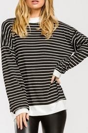  Striped Balloon-sleeve Top