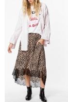  Leopard Lace-trim Skirt