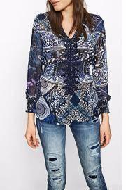  Navy Crocheted Blouse