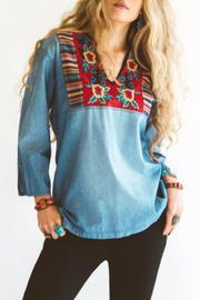  Embroidered Denim Top