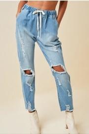  Distressed Drawstring Jeans
