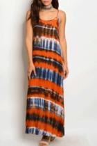  Orange Tie Dye Maxi Dress